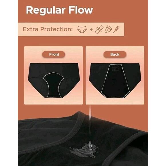 9 Pack Innersy Postpartum Period Panties Heavy Flow Leak Proof Black, 4X-Large - Picture 4 of 8